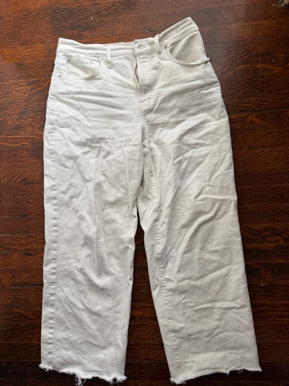 Madewell Perfect Vintage Wide Leg Crop Jeans Denim Tile White 29